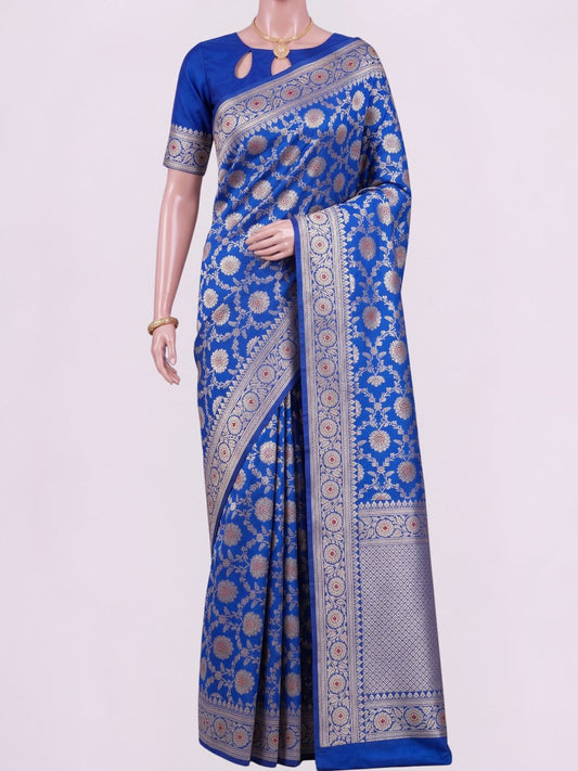 Blue Katan Silk Saree Dummy View 01