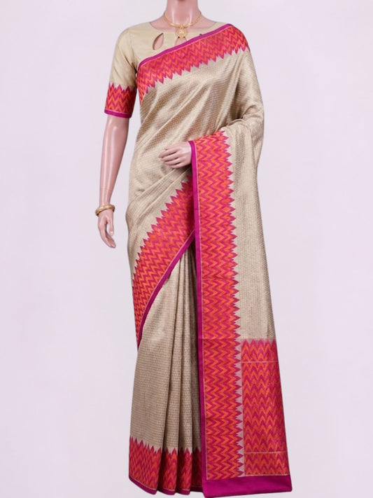White Katan Silk Saree Dummy View 01