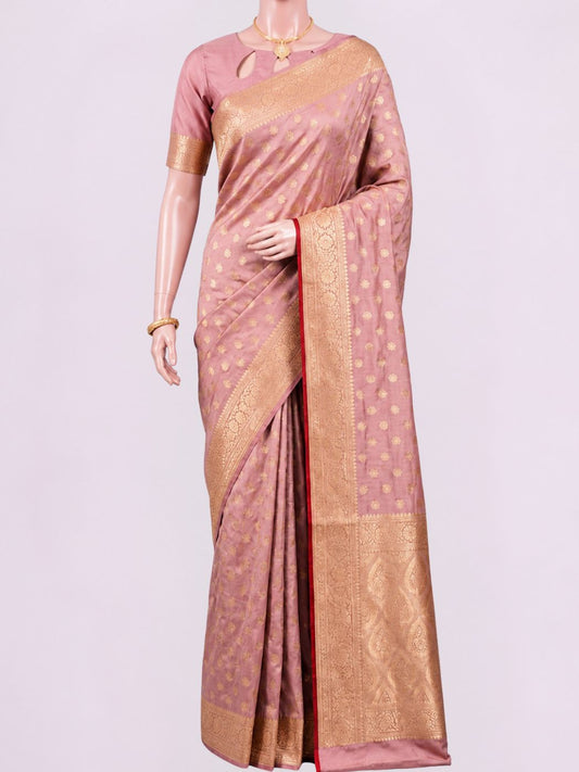 Peach Katan Silk Saree Dummy View 01