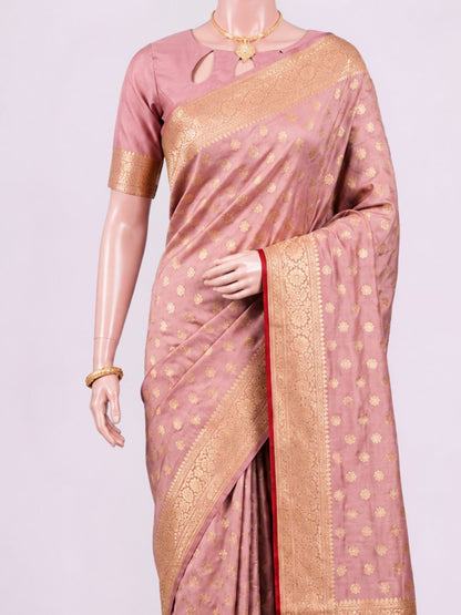 Peach Katan Silk Saree Dummy View 02