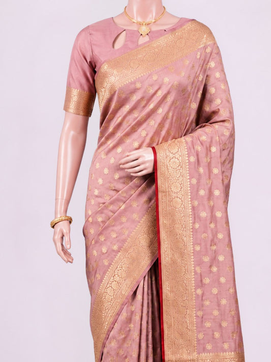 Peach Katan Silk Saree Dummy View 02