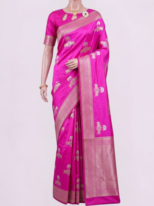 Pink Katan Silk Saree Dummy View 01