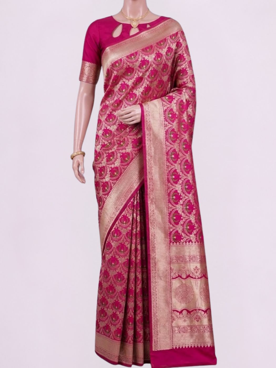 Pink Katan Silk Saree Dummy View 01