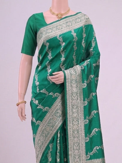 Emerald Green Katan Silk Saree Dummy View 02