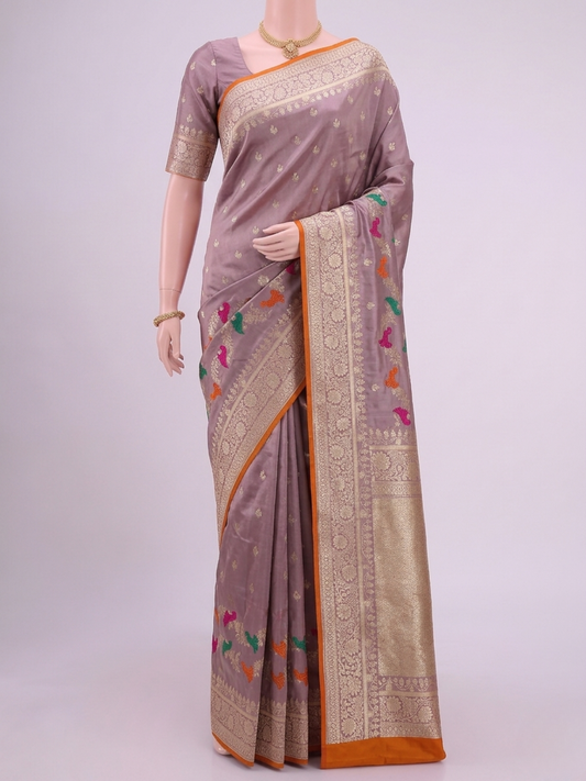 Lavender Katan Silk Saree Dummy View 01