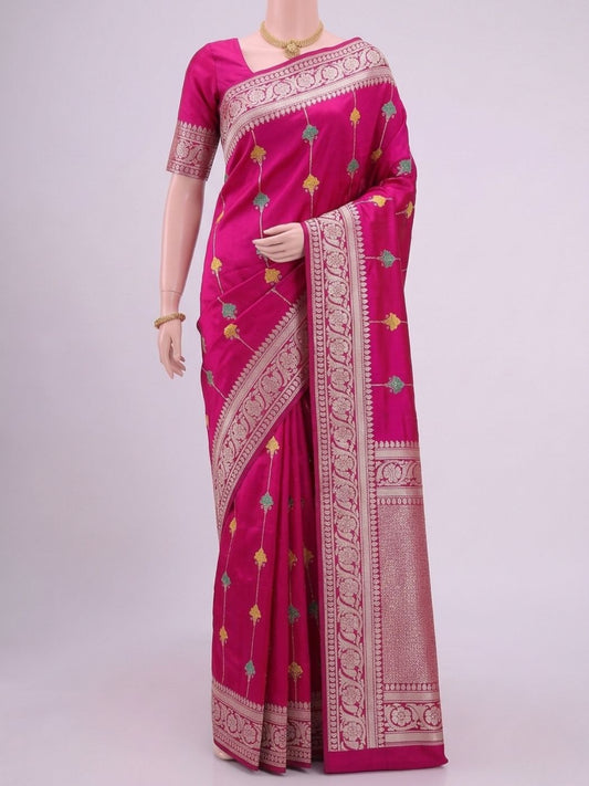 Rani Pink Katan Silk Saree Dummy View 01