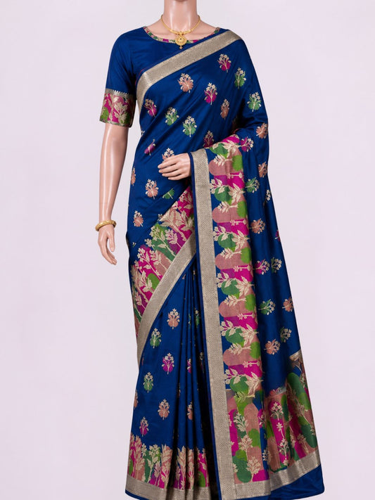 Blue Katan Silk Saree Dummmy view 01