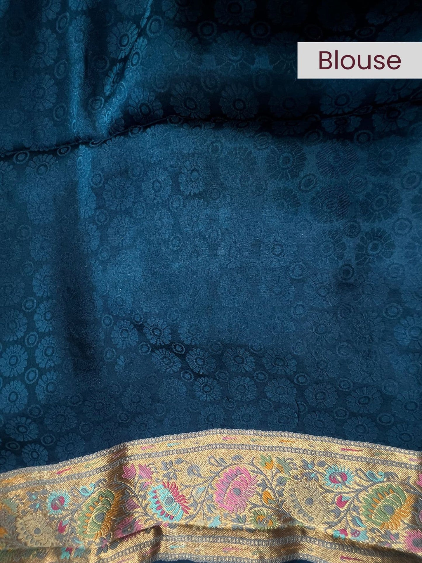 Blue Mashru Silk Blouse with smooth texture – Mantavya Banaras