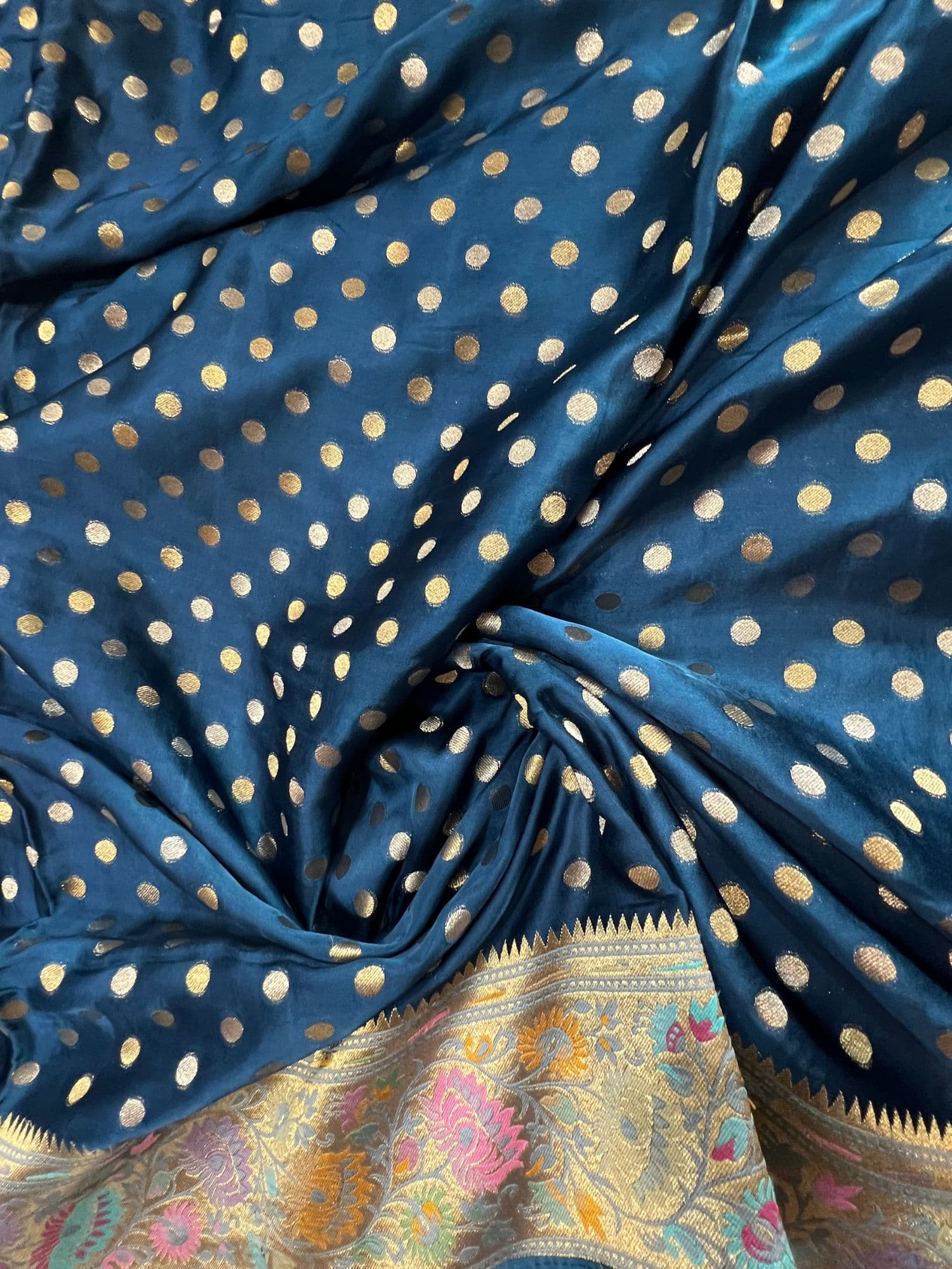 Blue Mashru Silk Saree, lightweight and graceful – Mantavya Banaras