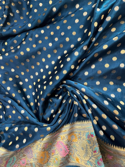 Blue Mashru Silk Saree, lightweight and graceful – Mantavya Banaras