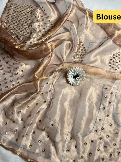 Copper Brown Tissue Silk Blouse