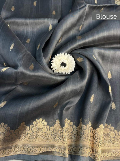 Elegant Grey Kora Silk Blouse