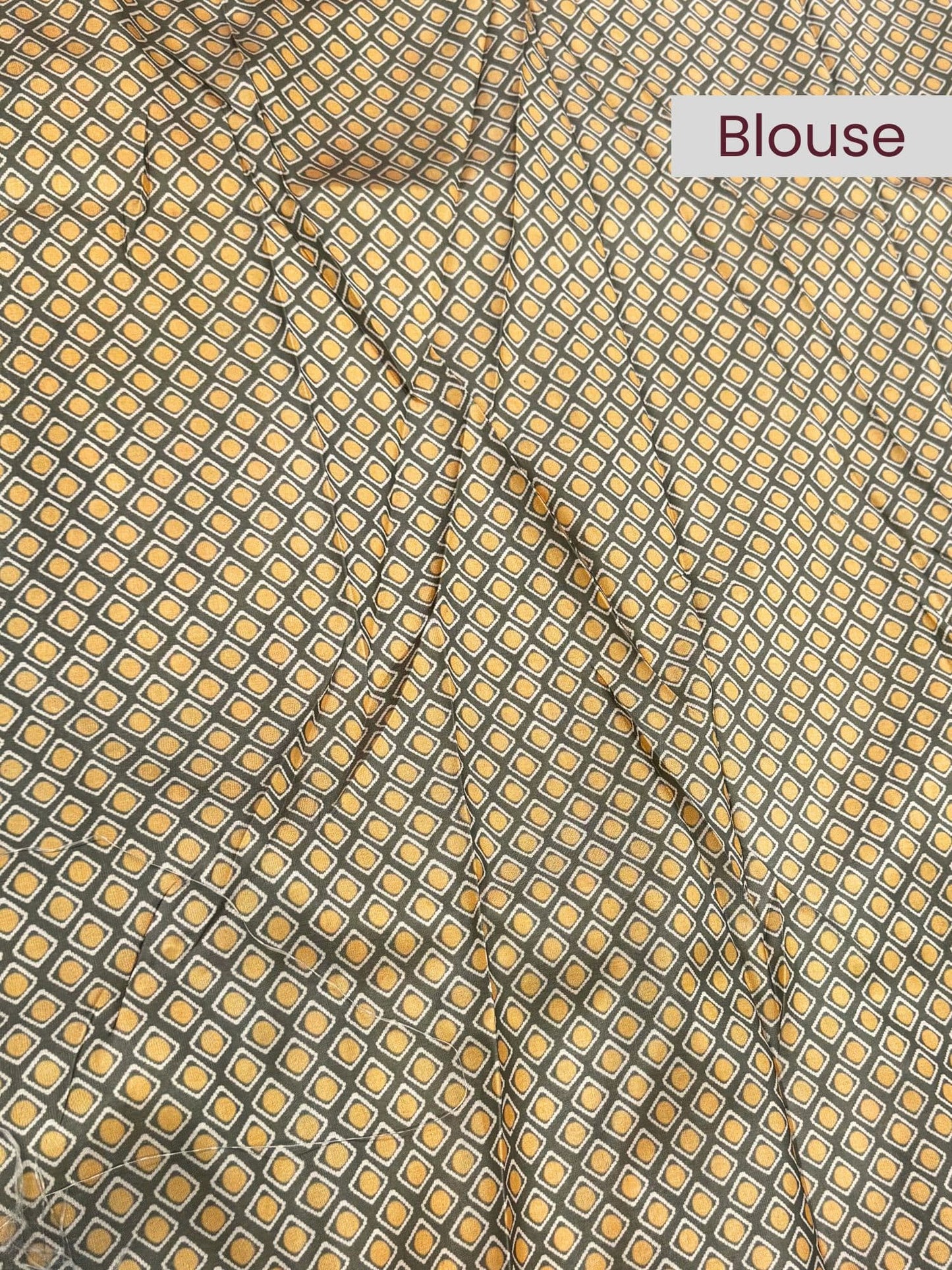 Grey blouse with white and yellow box-style digital design – mantavya banaras