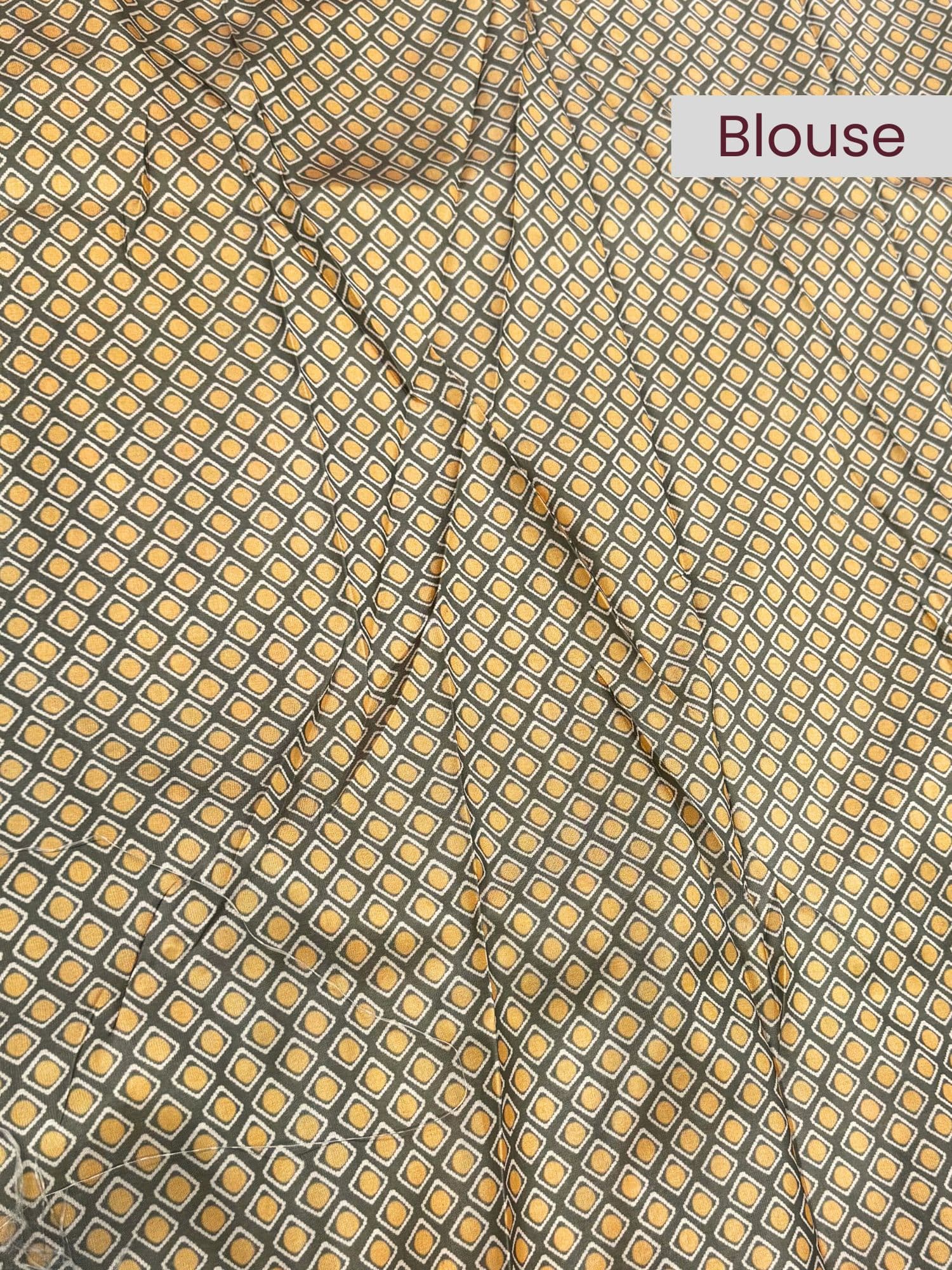 Grey blouse with white and yellow box-style digital design – mantavya banaras