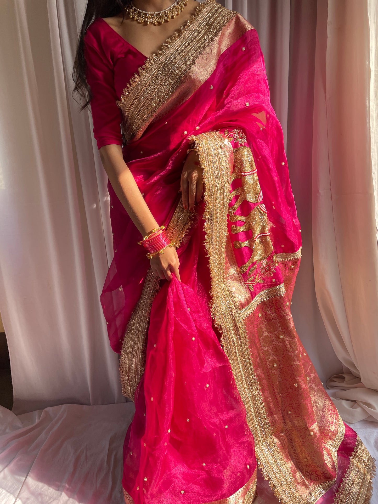 Hot Pink Pichwai Nandi