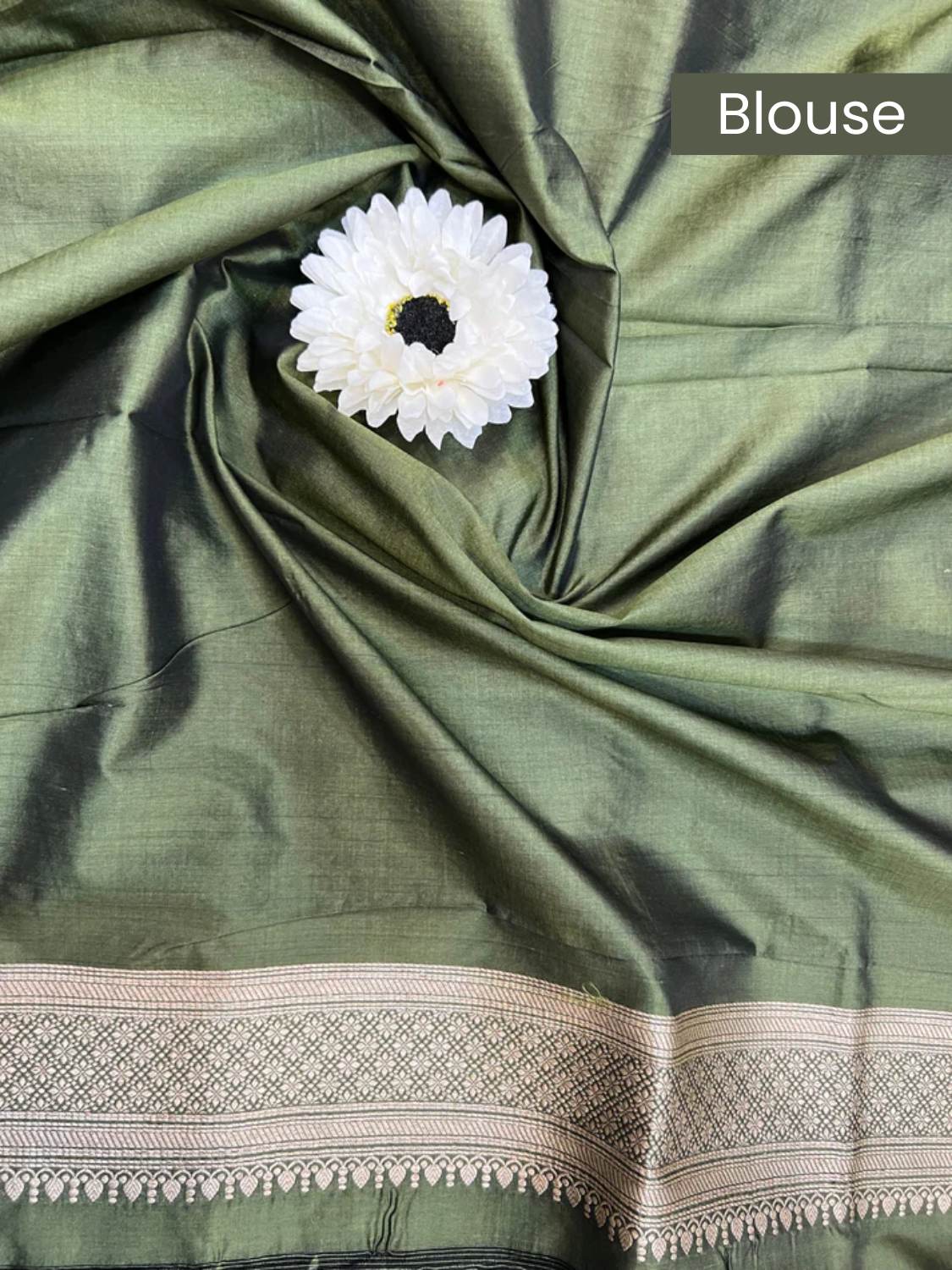 Dark Olive Green Katan Silk blouse