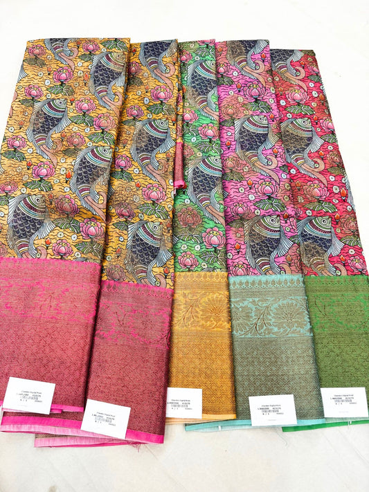 Multiple color silk saree with vibrant shades and premium glossy texture – Mantavya Banaras.