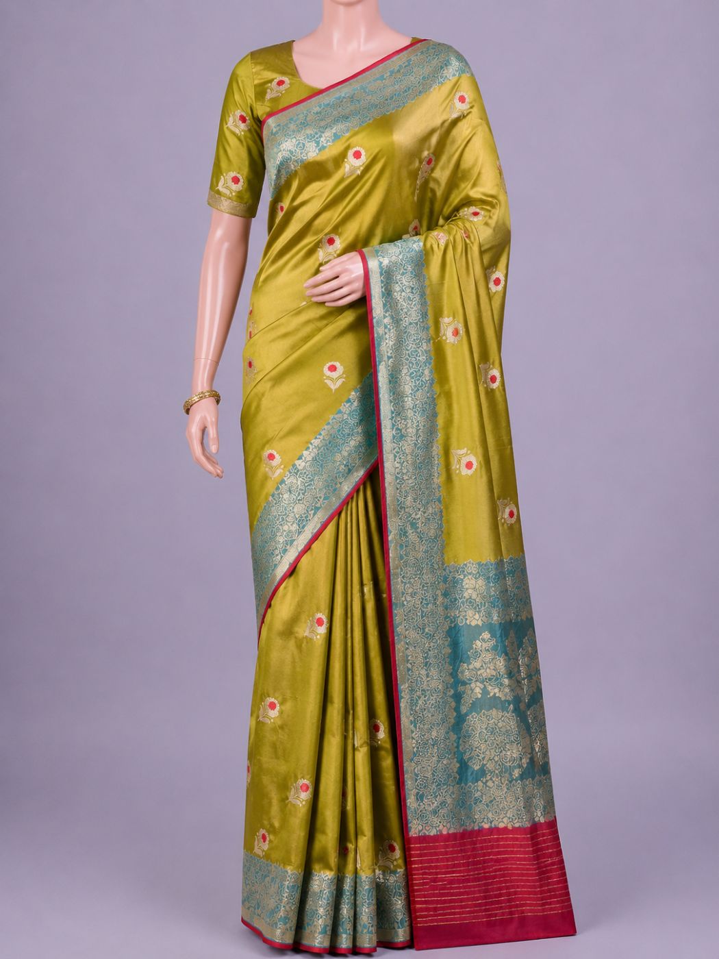 Olive Green Katan Silk