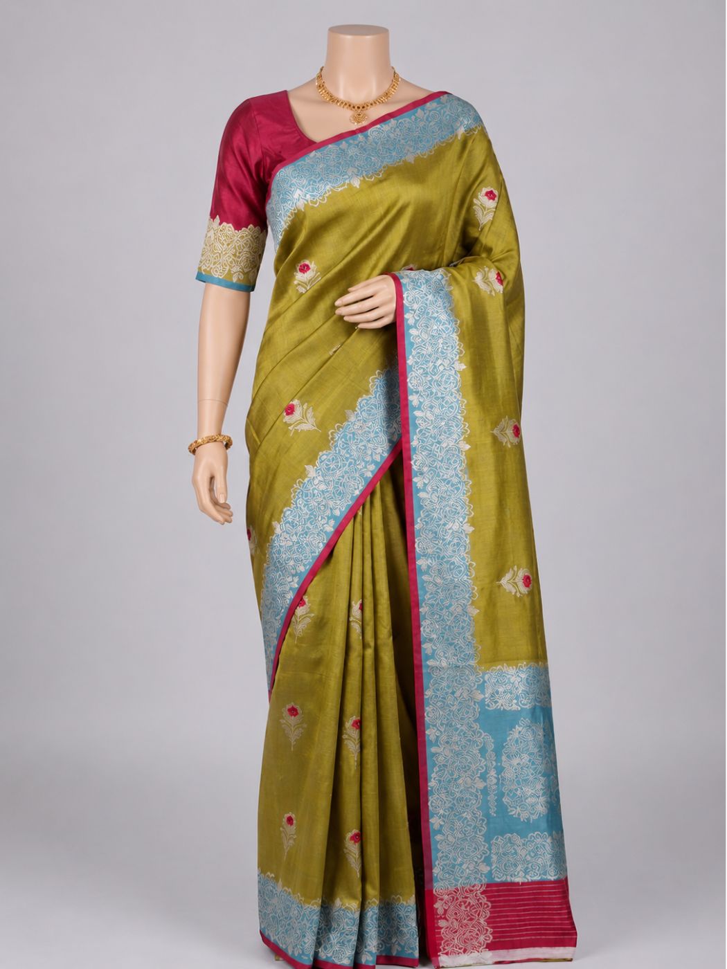 Olive Green Katan Silk