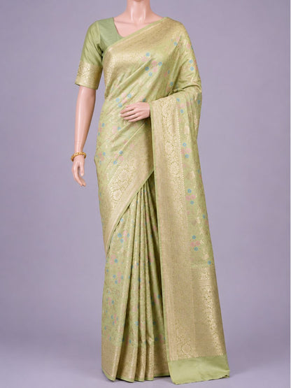 Pastel Green Katan Silk Saree Dummy Full View