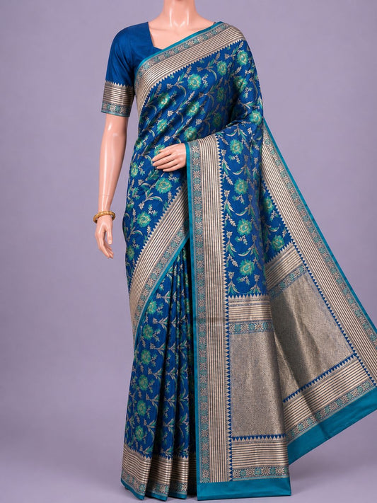Peacock Blue Katan Silk