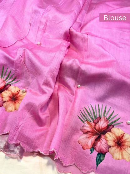 Pink Kora Tissue Silk Blouse