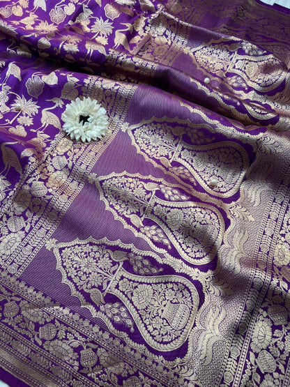 Purple Katan Silk Saree Border view-Mantavya Banaras