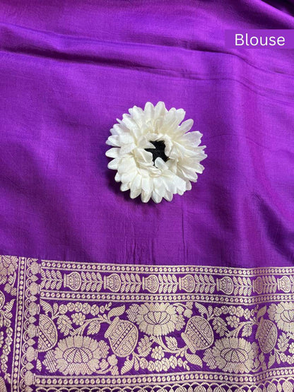 Purple Katan Silk Blouse full view-Mantavya Banaras