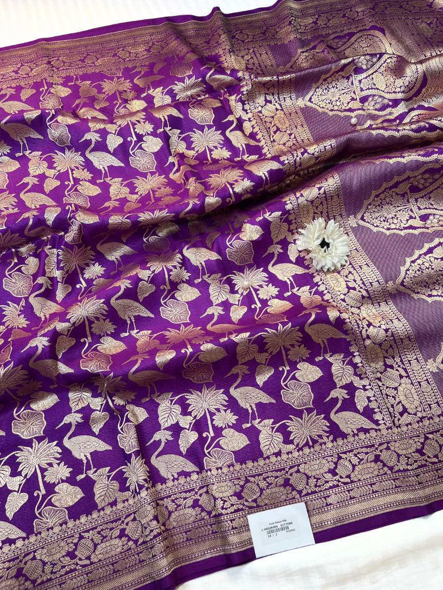 Purple Katan Silk Saree full view-Mantavya Banaras