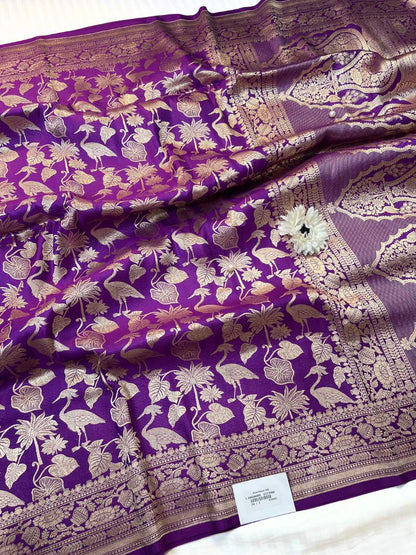 Purple Katan Silk Saree full view-Mantavya Banaras