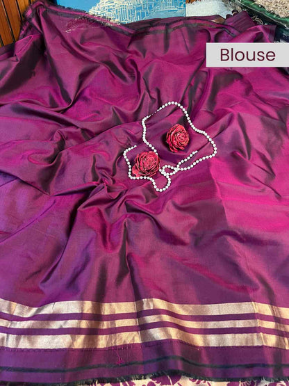 Purple blouse with smooth premium fabric and elegant finish – Mantavya Banaras.