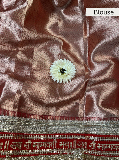 Red tissue silk saree View details for Shringar Shringar by mantavya banaras