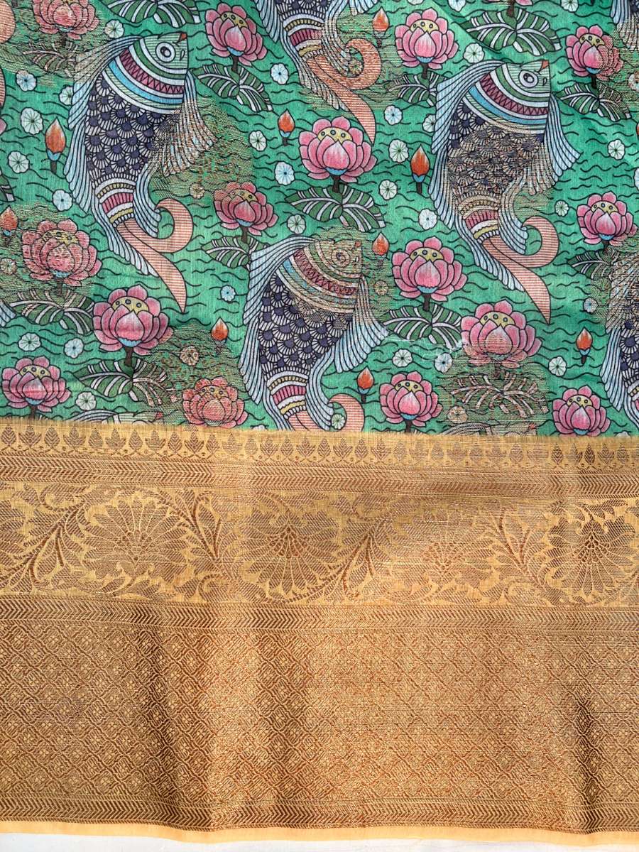 Green Chiniya SIlk Saree - Mantavya Banaras