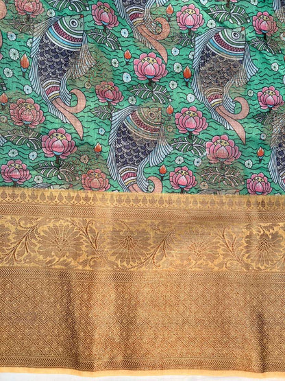Green Chiniya SIlk Saree - Mantavya Banaras