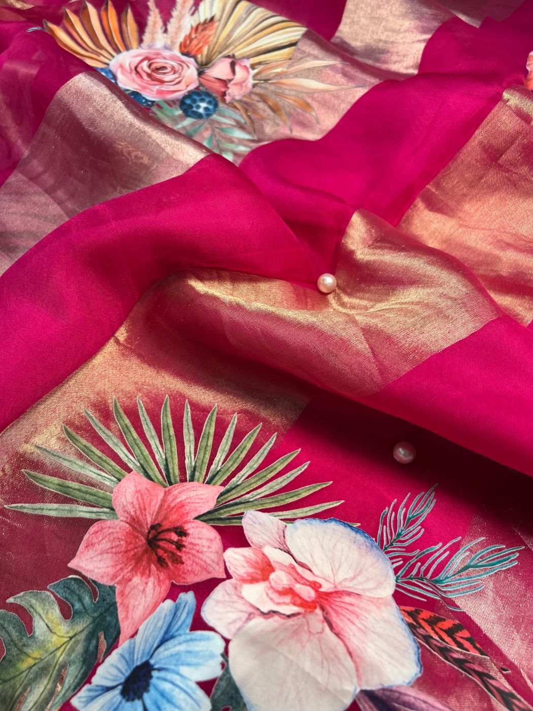 Hot Pink Kora Tissue Silk