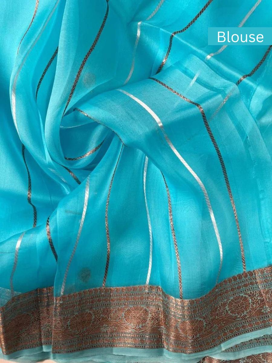 Turquoise Blue Kora Silk Blouse