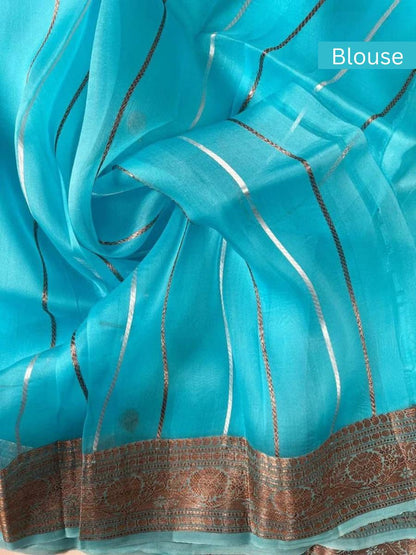 Turquoise Blue Kora Silk Blouse