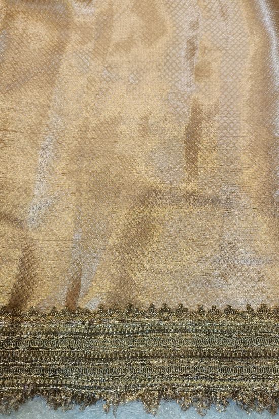 Handwoven Kanchipuram Gold Tissue Silk Saree with Gota Patti Border