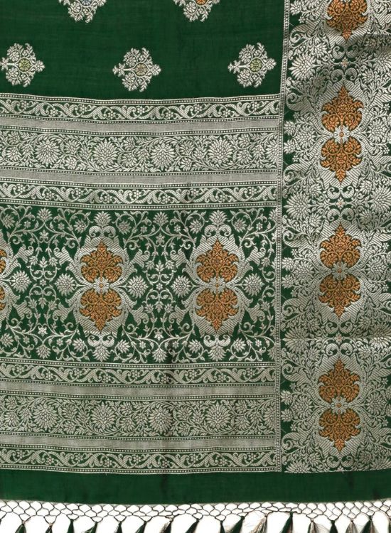Banarasi Brocade Butta with Heavy Zari Border and Tassels