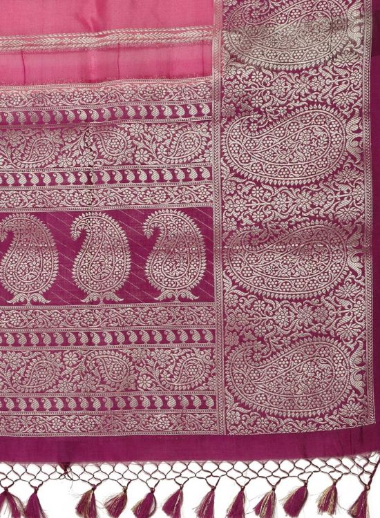 Banarasi Brocade Stripes with Paisley Zari Border and Tassels