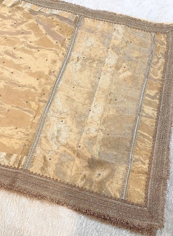 Hand Embroidery Golden Tissue Silk Saree with Bundi Motifs Design