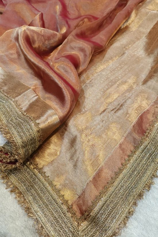 Peach Tissue Silk Saree
