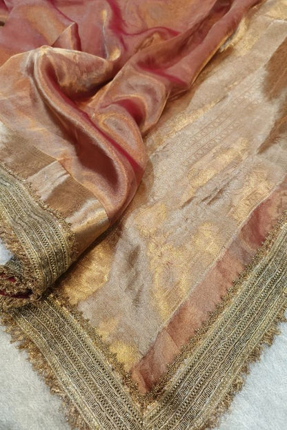 Peach Tissue Silk Saree