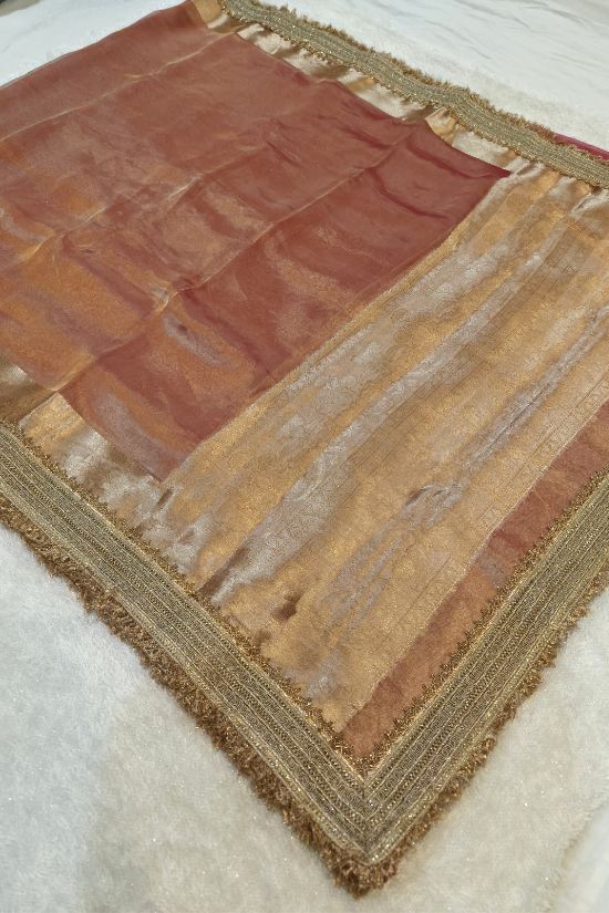 Peach Tissue Silk Saree