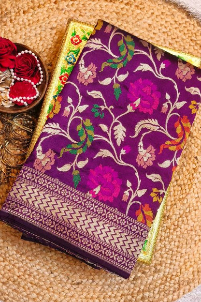 Handwoven Purple Katan Silk Saree