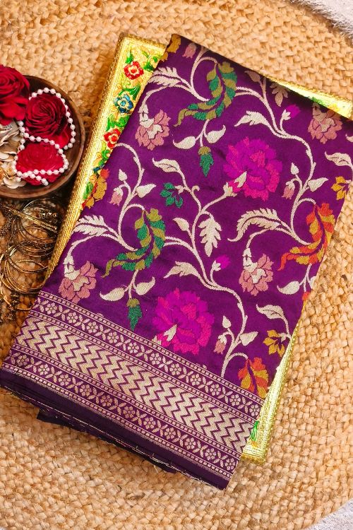 Handwoven Purple Katan Silk Saree