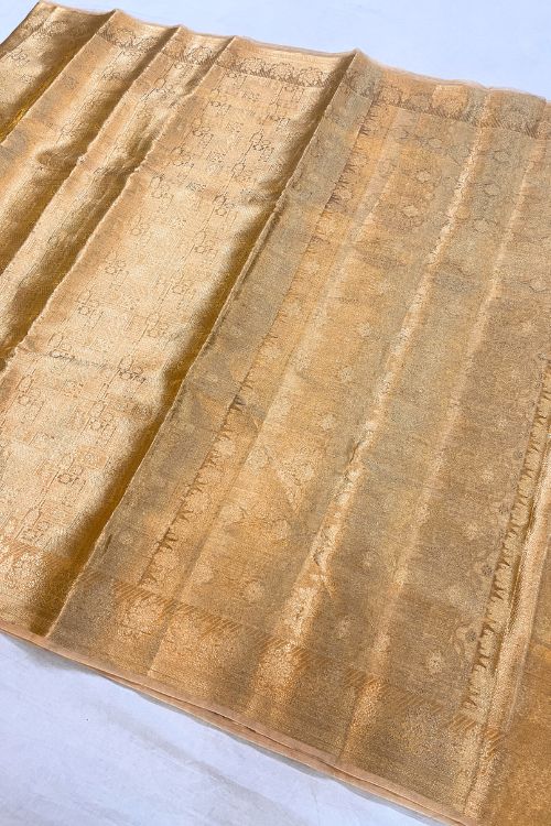 Molten Golden Brocade Tissue Silk Sar