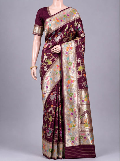 Maroon Mashru Silk