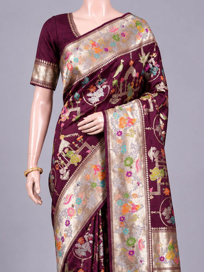 Maroon Mashru Silk