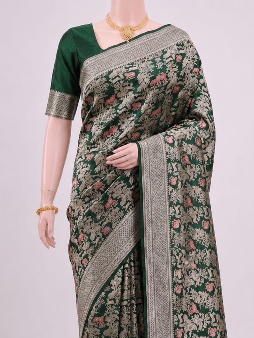 Bottle Green Katan Silk